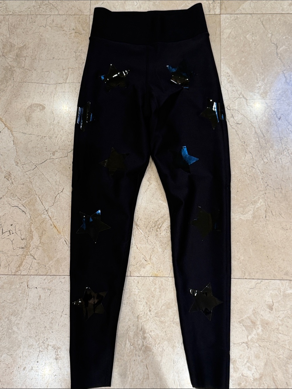 ultracor Black Leggings with Glossy Star Accents size small EUC